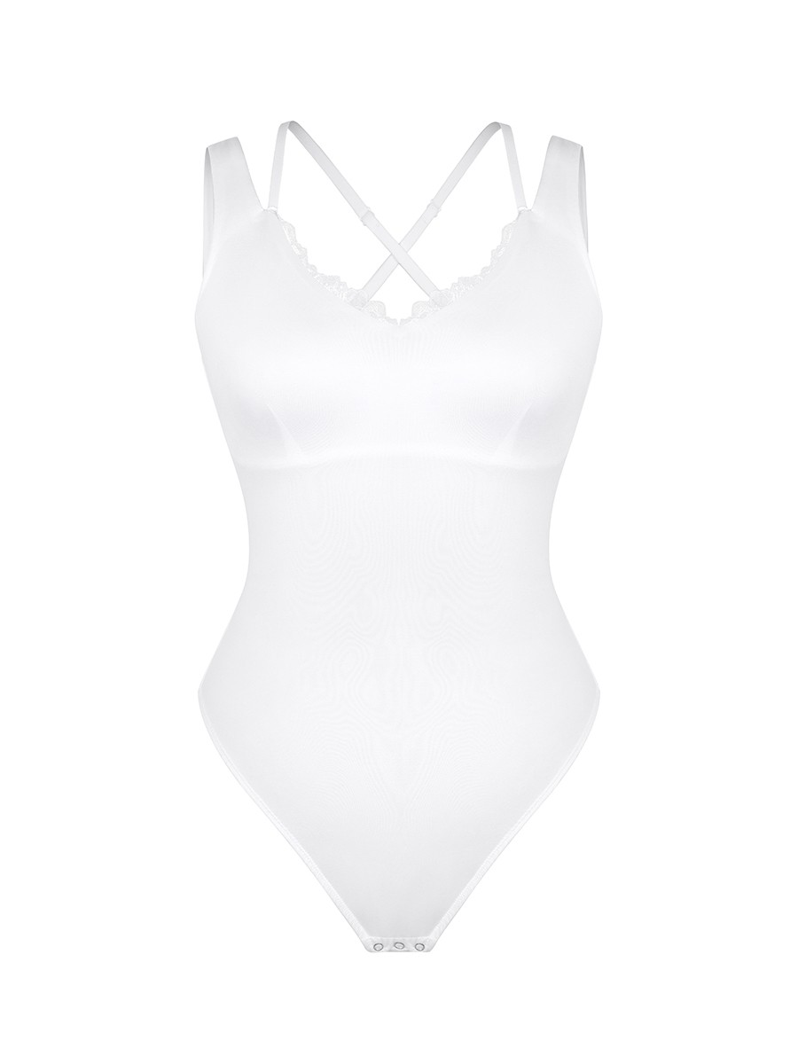 V-Neck T-Back Waist and Abdomen Shaping Thong Bodysuit