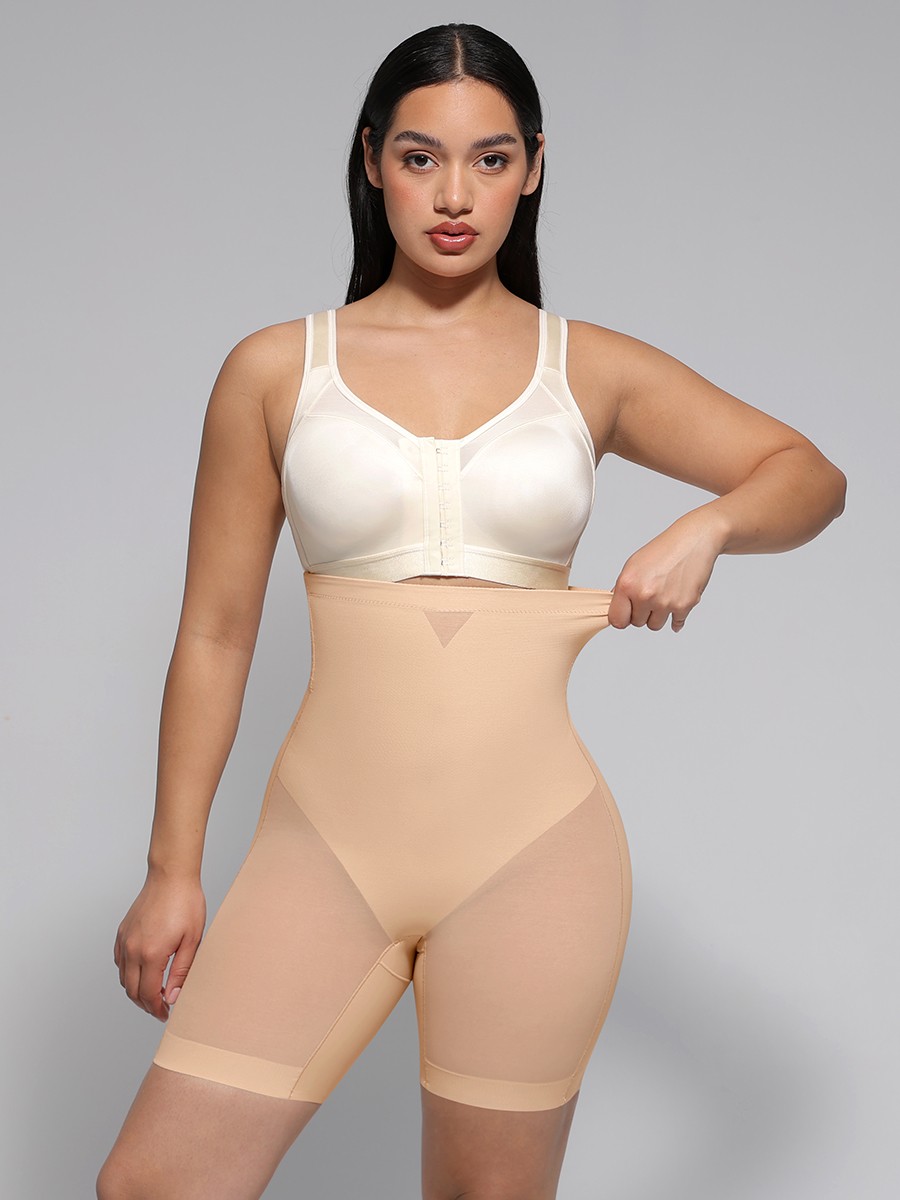 Seamless Adhesive High-Waisted Butt Lift & Slimming Mid-Thigh Shaper Shorts