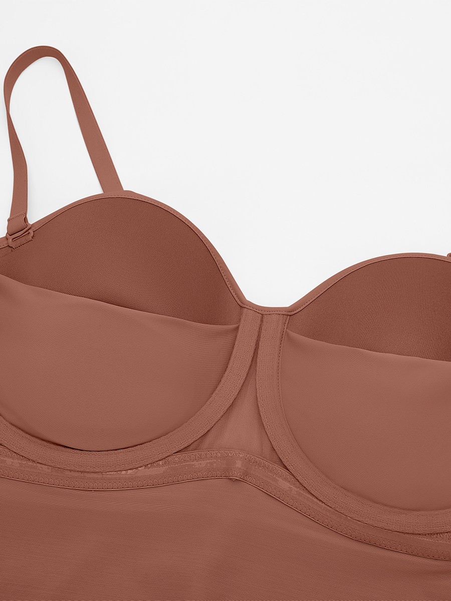 Seamless Underwire Half Cup Shapewear Bodysuit with Removable Pads