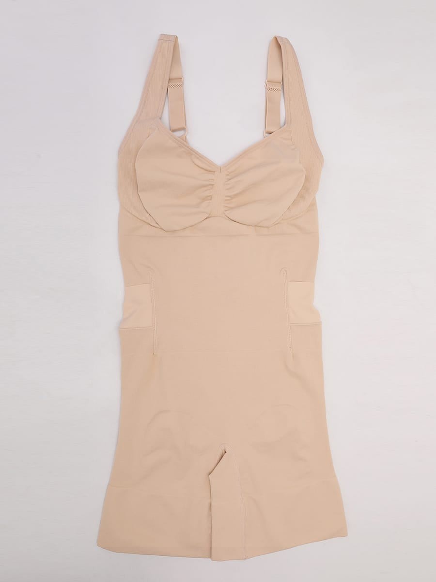 Seamless Open-Back Butt-Lifting Shapewear Bodysuit with Tummy Control & Wide Comfort Straps