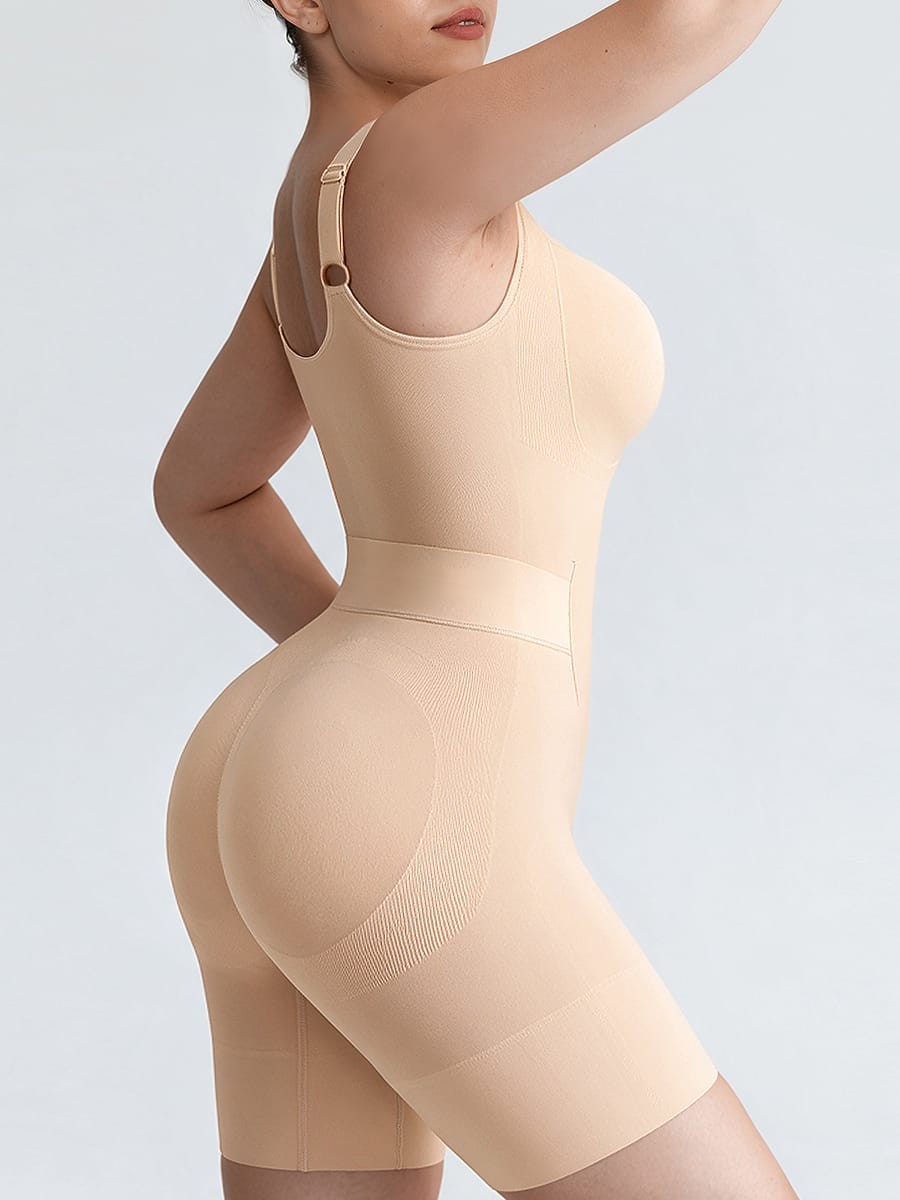 Seamless Open-Back Butt-Lifting Shapewear Bodysuit with Tummy Control & Wide Comfort Straps