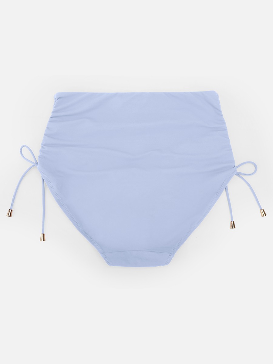 Slimming Drawstring Swimsuit Deep V Neck Metal Accent Butt Lifting Triangle Design