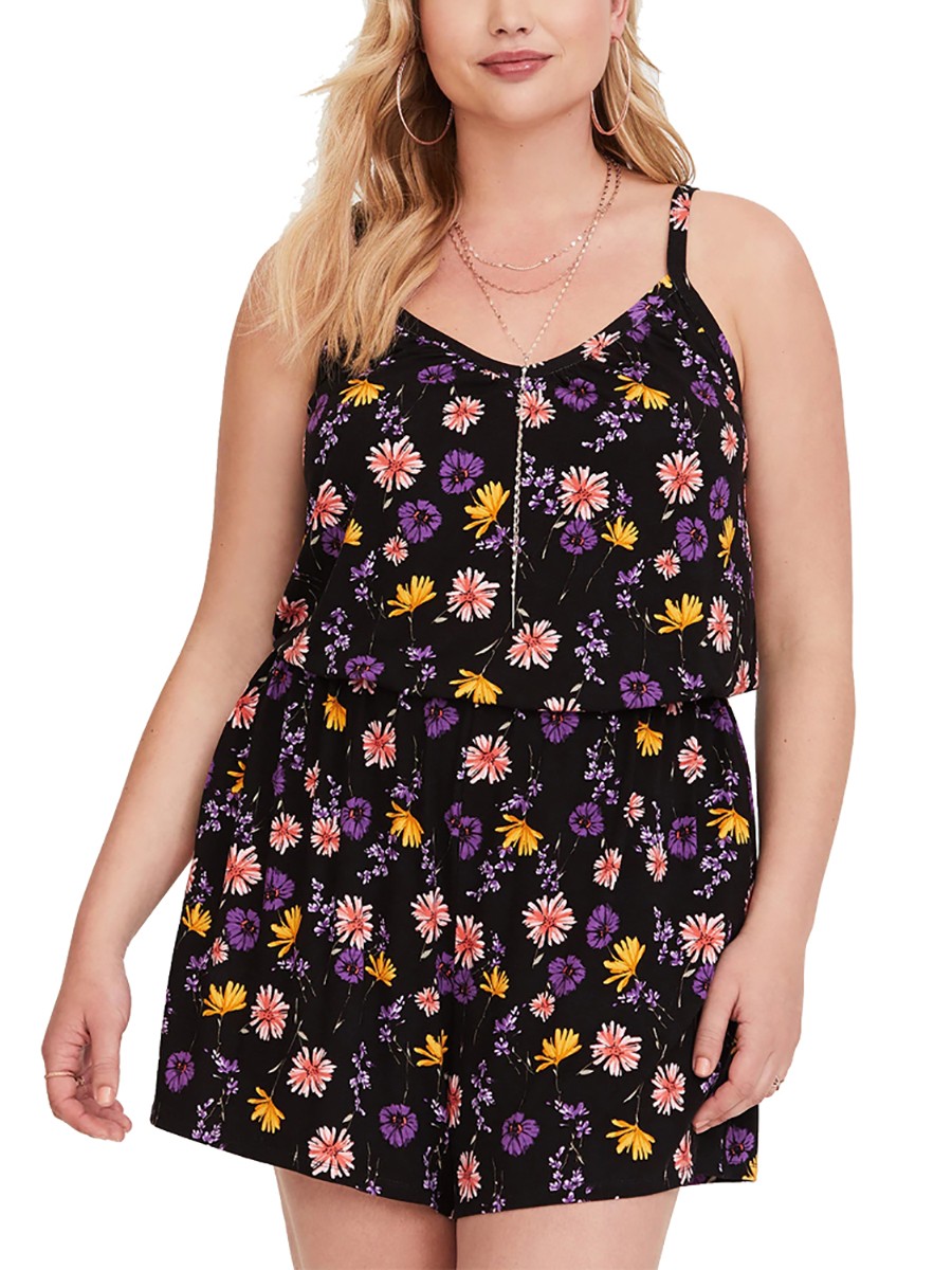 Enticing Big Size Jumpsuit Sling Flower Print Women Outfits