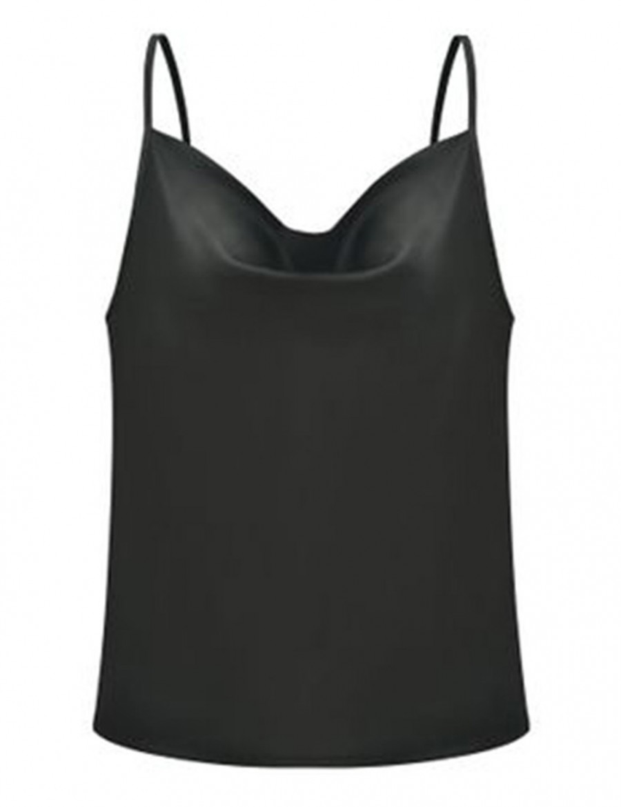 Graceful Black Spaghetti Strap Queen Size Chiffon Top For Stunner