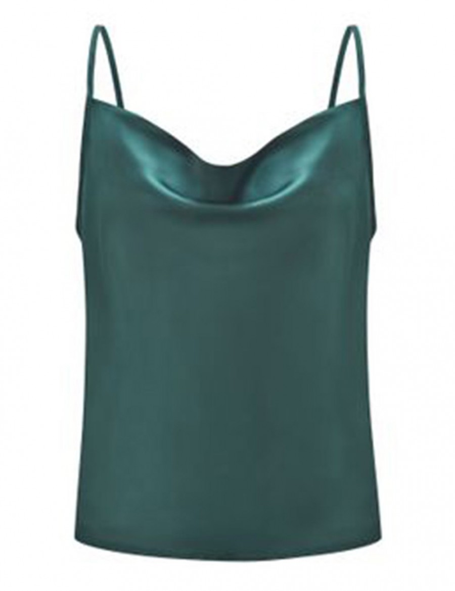 Wonderful Blackish Green Chiffon Large Size Vest Top Backless