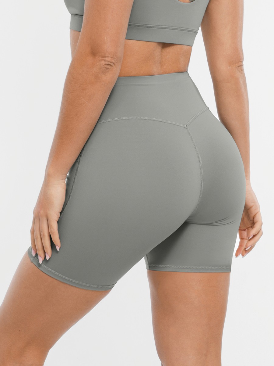 Wholesale High Waisted 4 Way Stretch Biker Shorts UPF50+ with Side Pockets