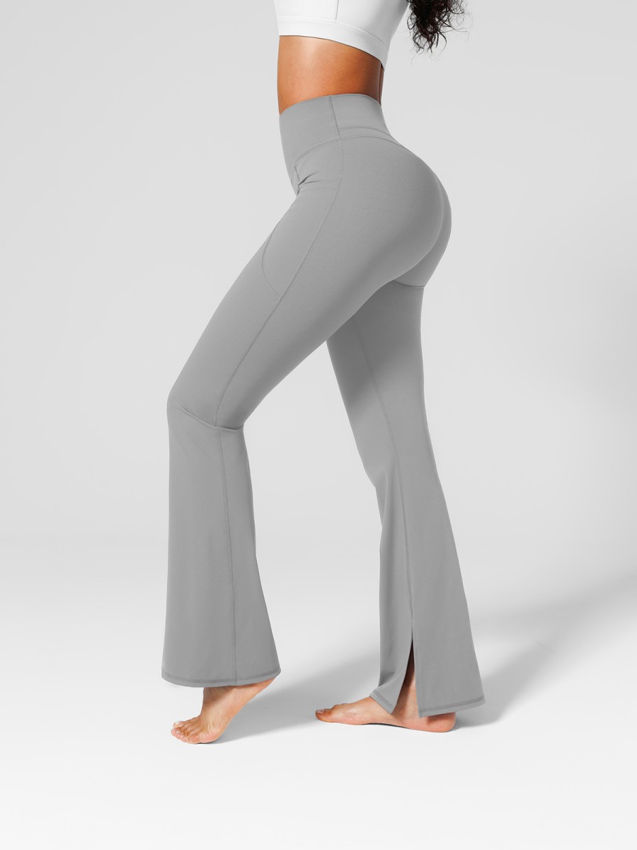 Wholesale Stretch Scrunch Leggings High Rise Flared Design Side Pockets