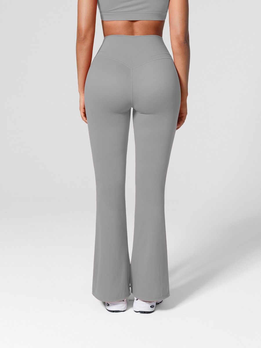 Wholesale Stretch Scrunch Leggings High Rise Flared Design Side Pockets