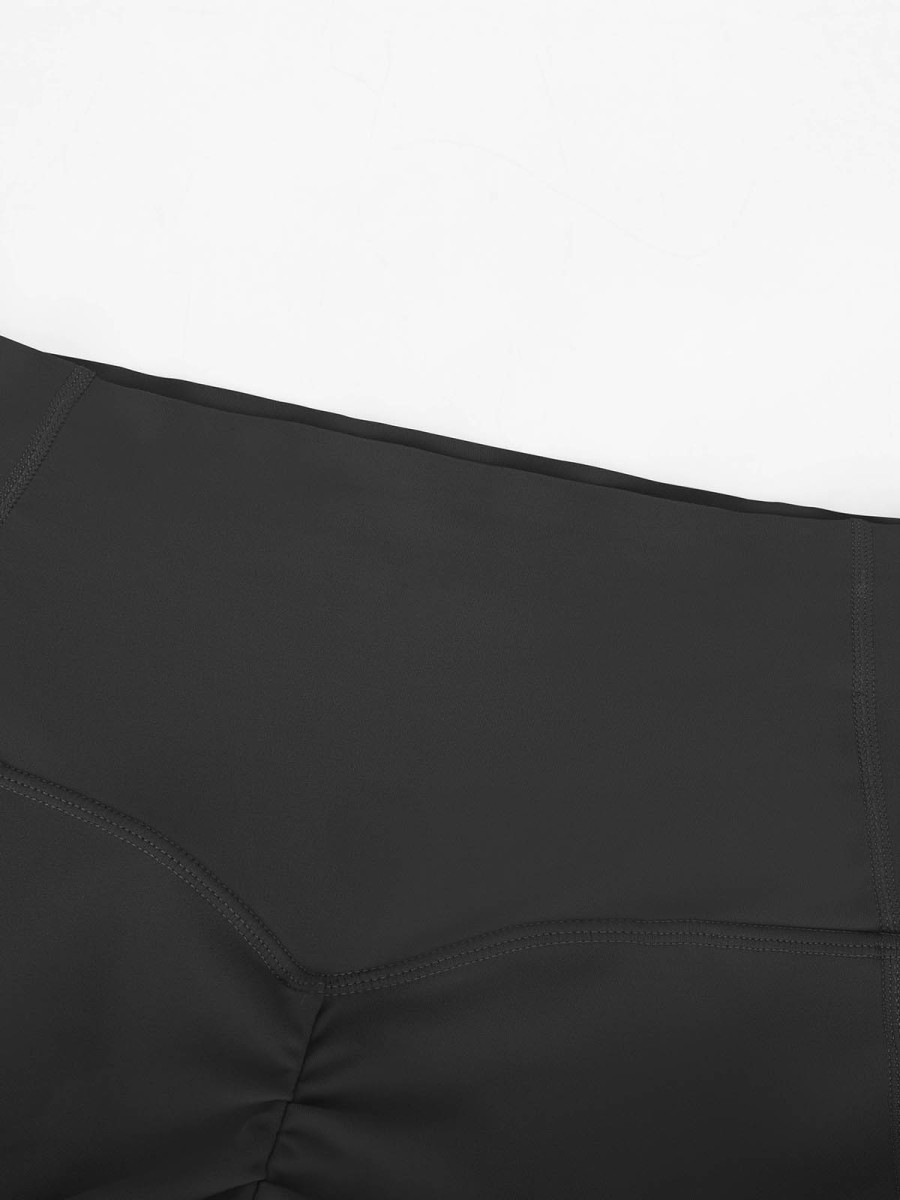 Hot Selling Solid Spandex/Nylon Workout High Waist Ruched Butt Lifting Leggings Side Pockets Gym Clothes