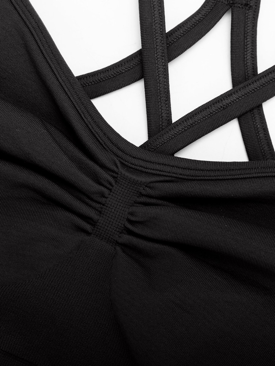 Wrinkle Style Women's Sports Bra Breathable Eco-Friendly Seamless Spandex/Nylon Plus Size Medium Support V-neck