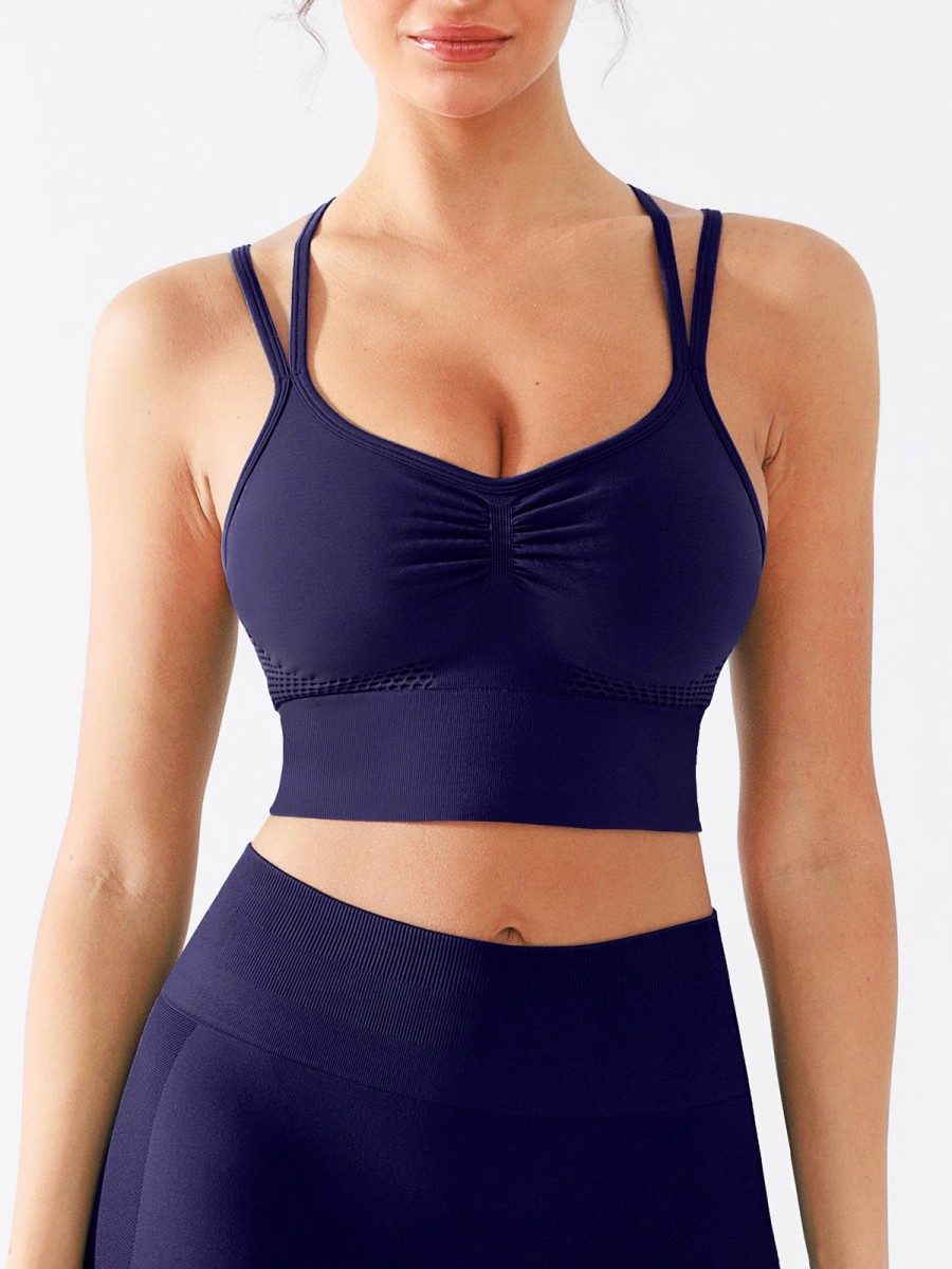 Breathable Gym Bra Eco-Friendly Nylon Seamless Non-adjusted Straps Plus Size Medium Support Active Wear for Women