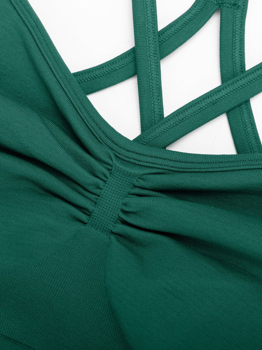 Seamless Support Crop Top Criss Cross Spaghetti Racerback Sports Bra for women
