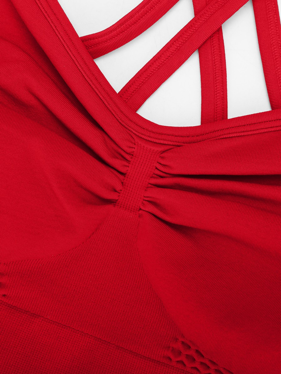 Seamless Support Crop Top Criss Cross Spaghetti Racerback Sports Bra