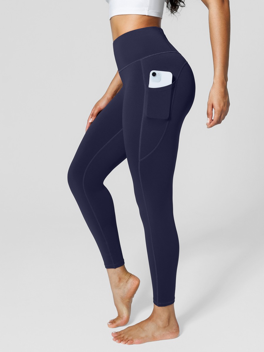 Hot-selling Women's High Rise Side Pockets Fleece Lined Breathable Four-Way Stretch Leggings