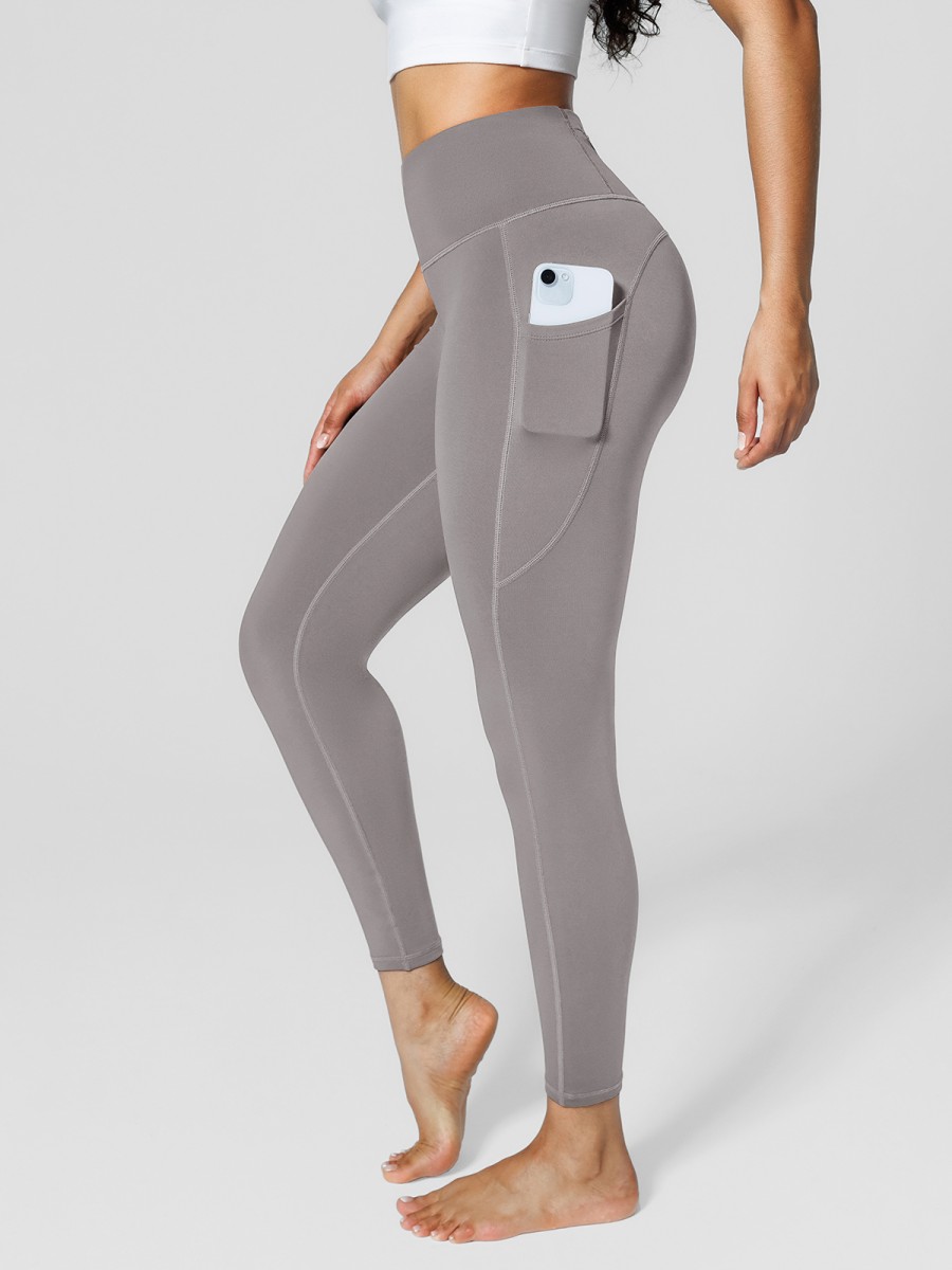 Custom Hot-selling Women's High Rise Side Pockets Fleece Lined Breathable Four-Way Stretch Leggings