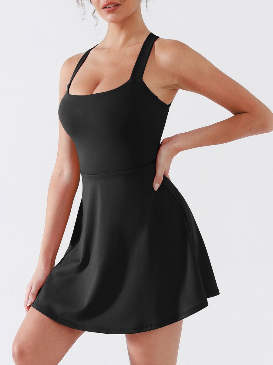 CrissCross Back Front Sun Protection Breathable Women Fitness Tennis Dress