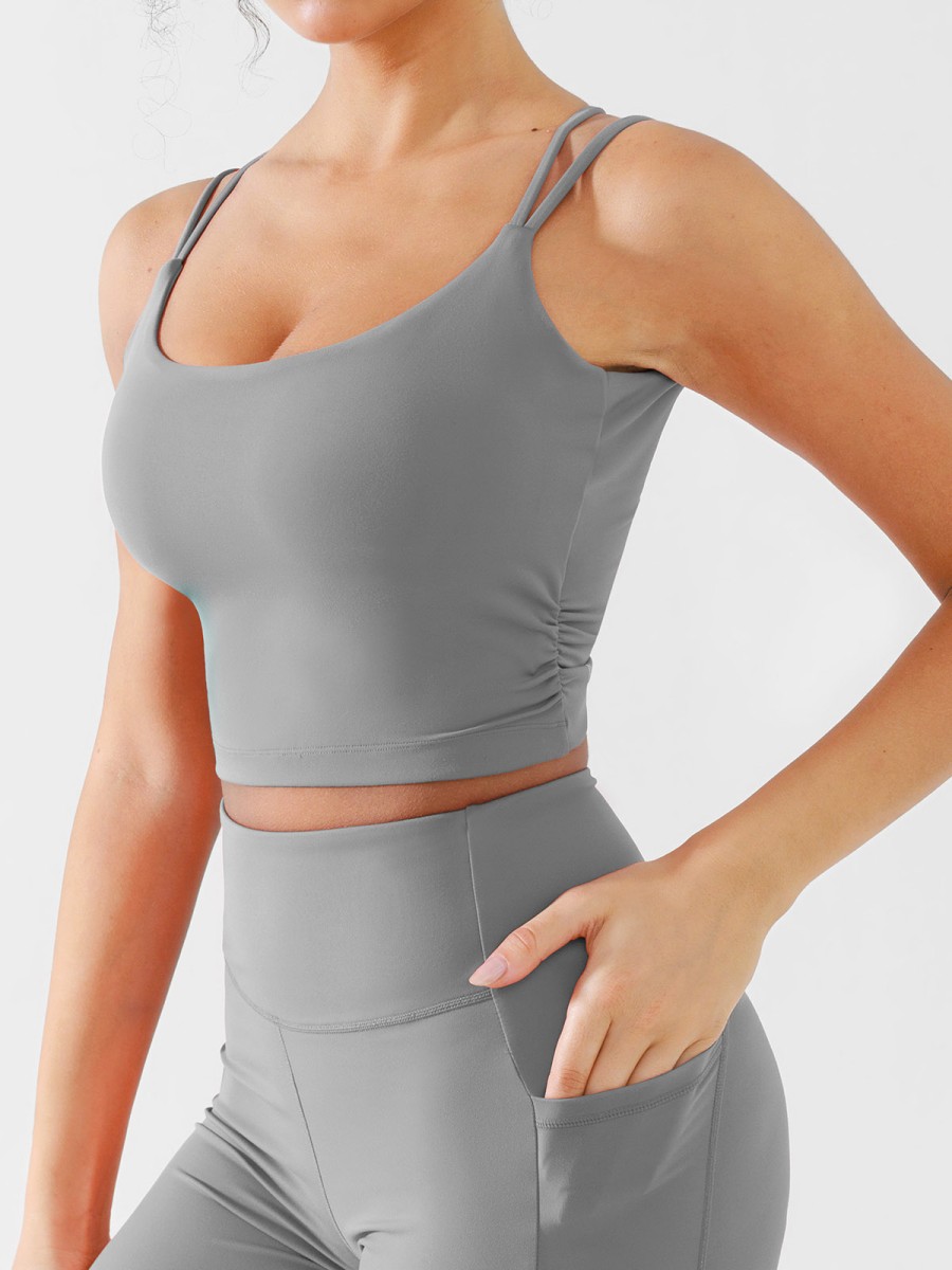 Buttery Soft Yoga Sports Bra Breathable High Elasticity Top Cross Back Twist Medium Support Women Active Wear