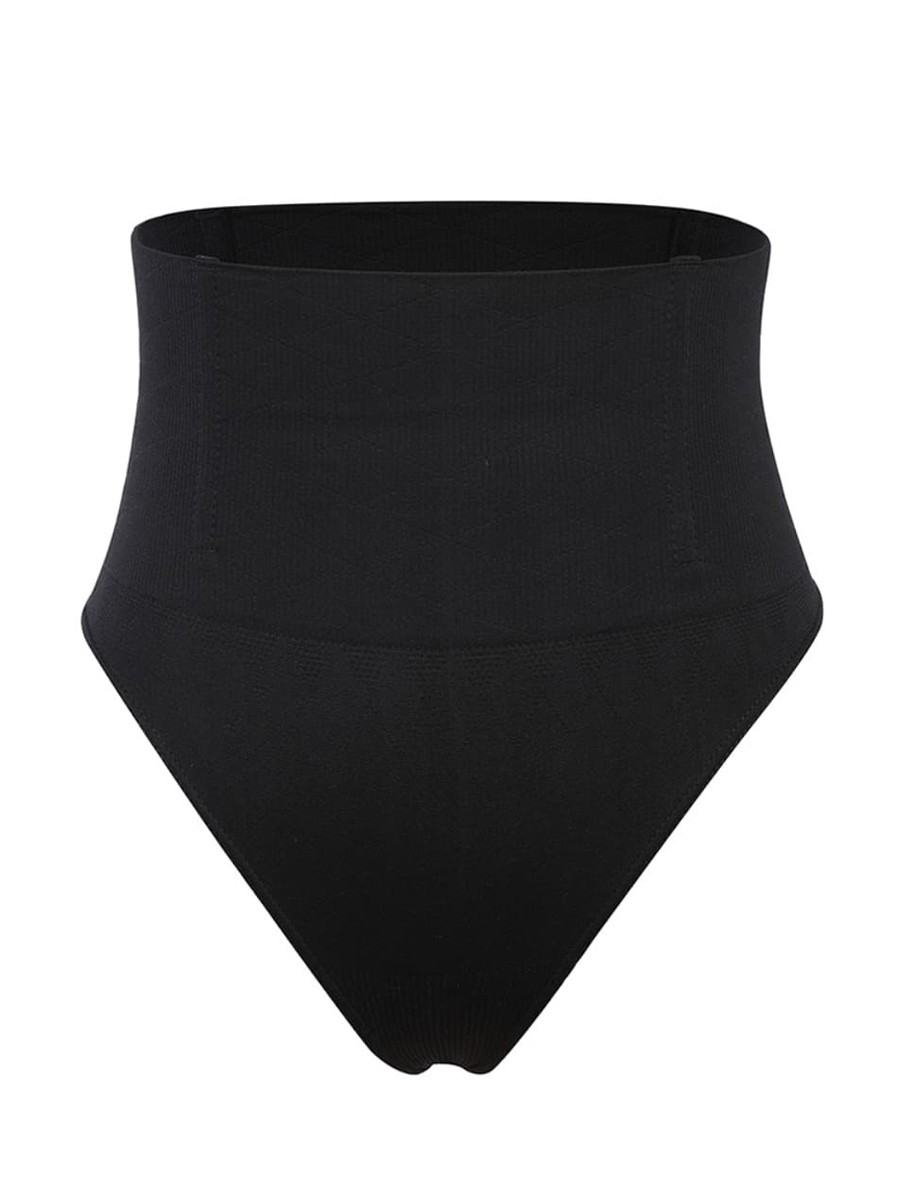 Black Seamless 4 Steel Bones Shapewear Thong Slimming Tummy