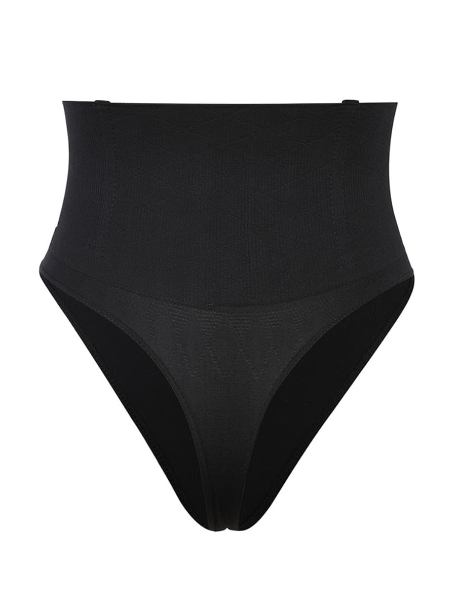 Black Seamless 4 Steel Bones Shapewear Thong Slimming Tummy