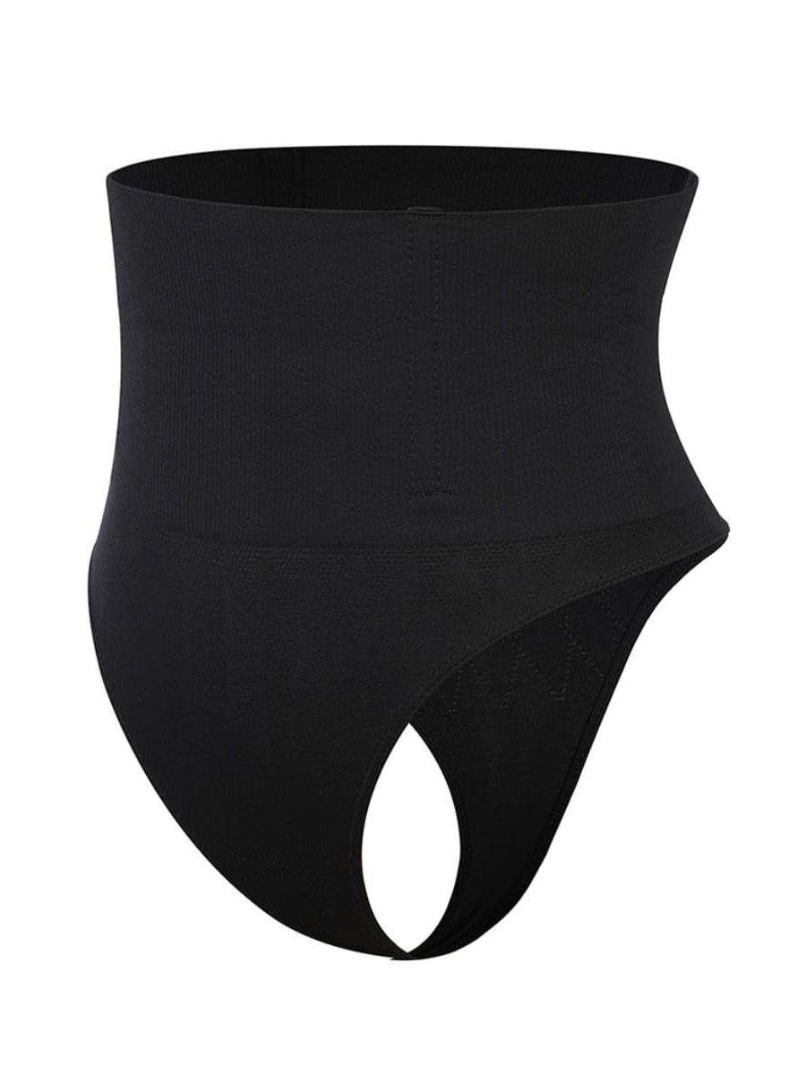 Black Seamless 4 Steel Bones Shapewear Thong Slimming Tummy