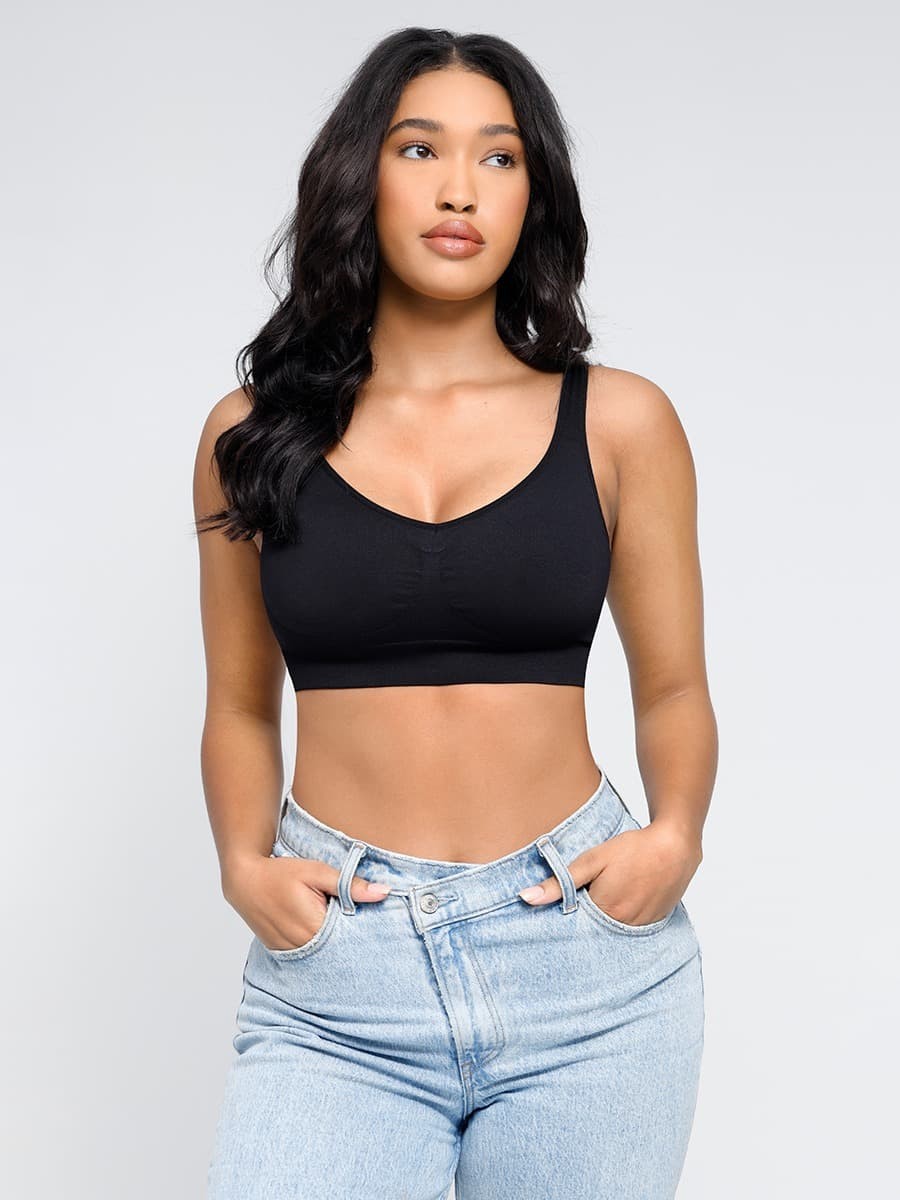 Seamless Breast Support Back Fat Reduction Inner Bra With Removable Cups