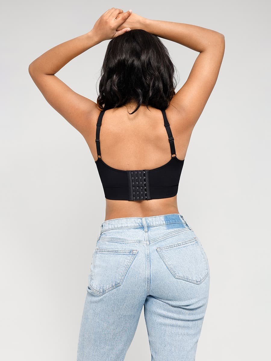 Seamless Breast Support Back Fat Reduction Inner Bra With Removable Cups