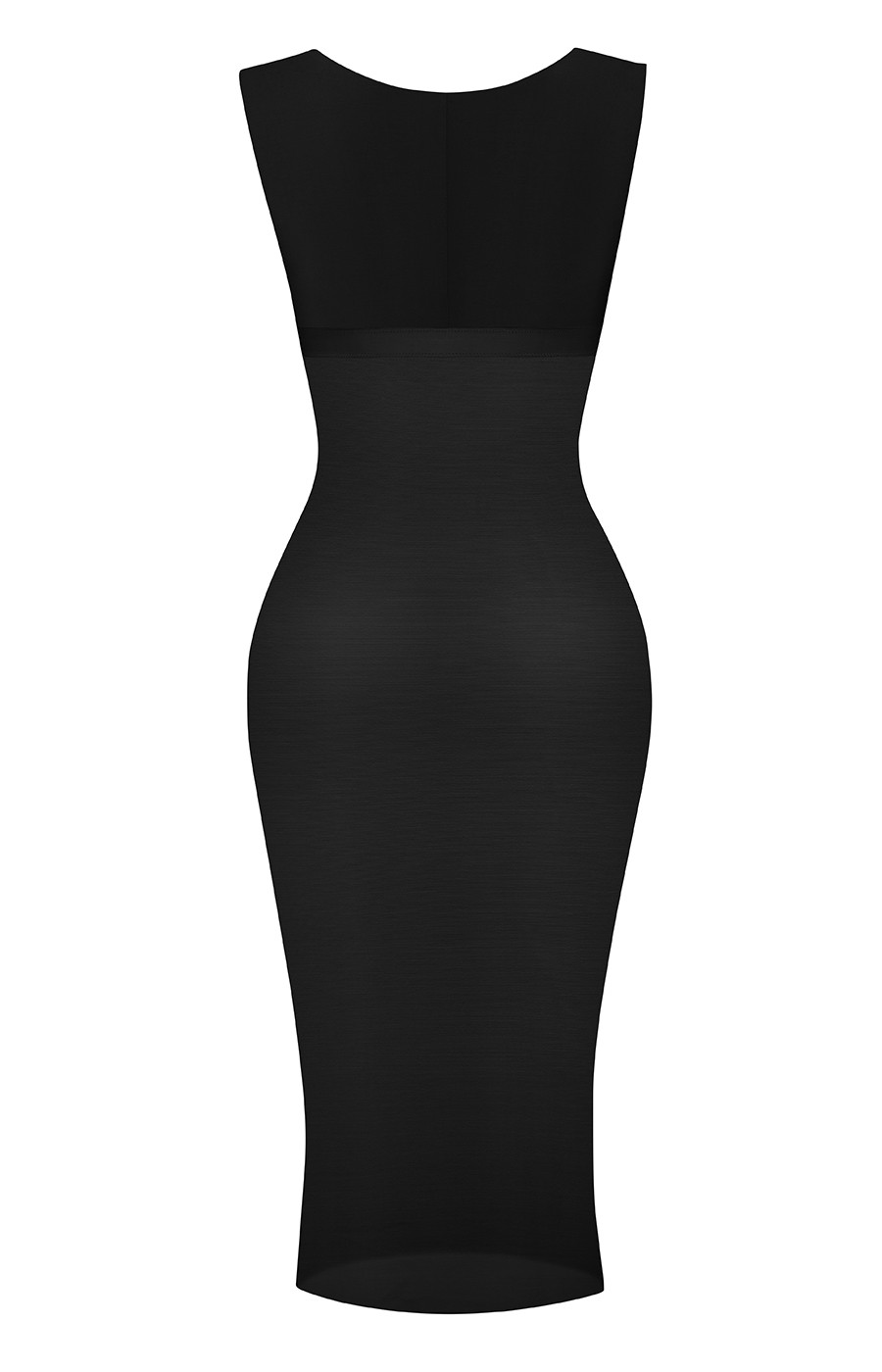 Long-Sleeve Square Neck Pleated Over-the-Knee Shapewear