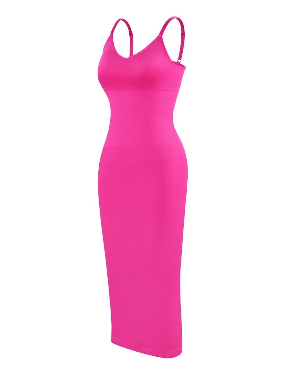 Spaghetti Strap V-neck Maxi Shaper Dress