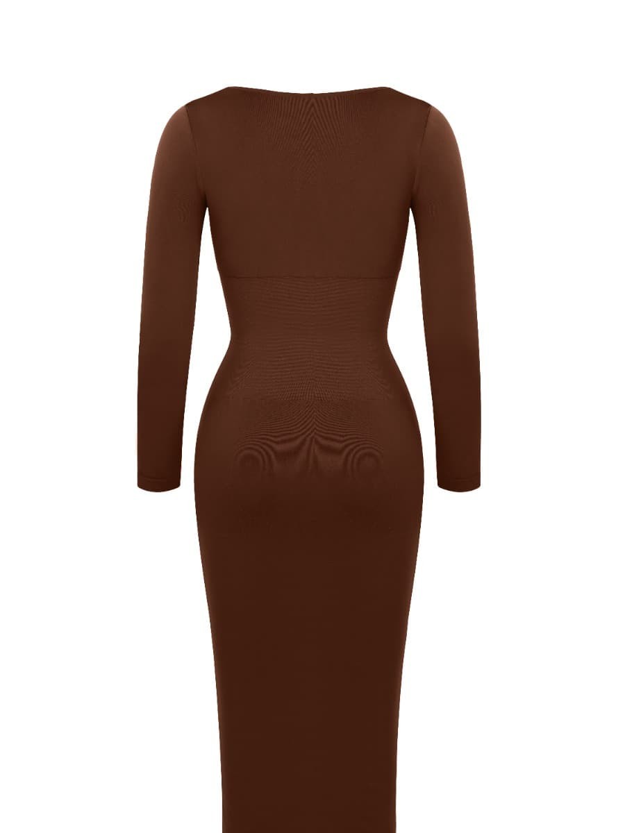 New Square Neck Long Sleeve Shapewear Dress