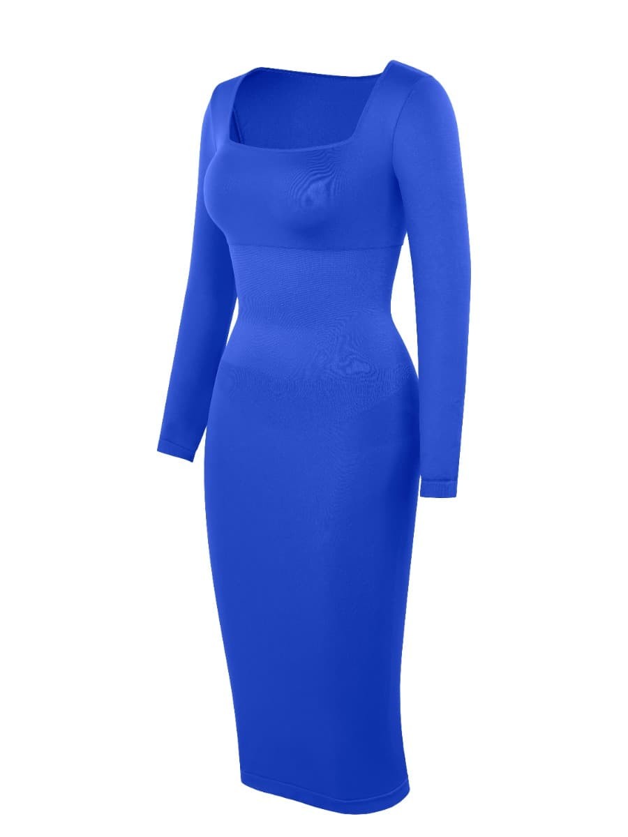 Fashion Square Neck Long Sleeve Shapewear Dress