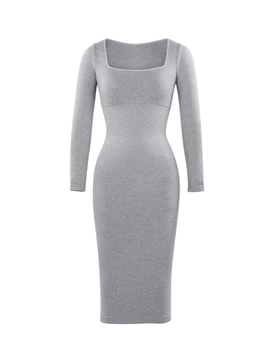 New Fashion Square Neck Long Sleeve Shapewear Dress