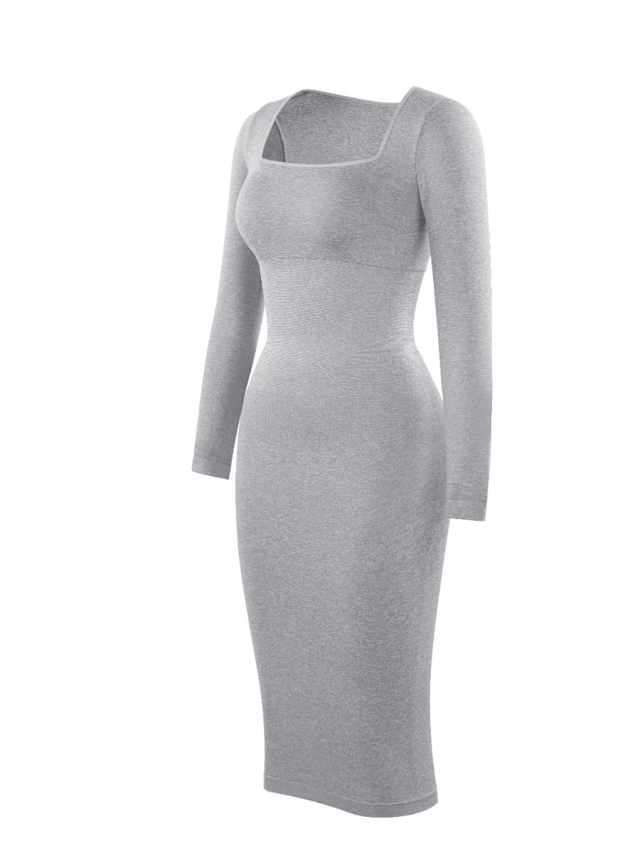 New Fashion Square Neck Long Sleeve Shapewear Dress