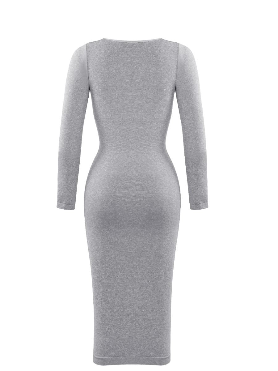 New Fashion Square Neck Long Sleeve Shapewear Dress