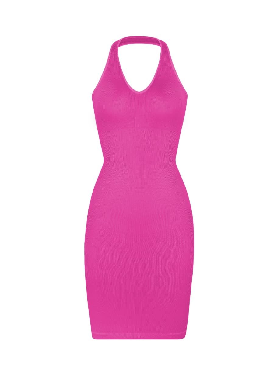 Seamless Halter Neck Deep U Outer Wear Shaping Dress