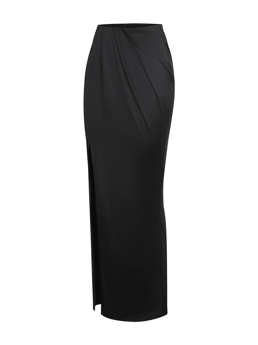 Built-in Corset Bodysuit Pleated Skirt Two-Piece Set with Removable Coasters