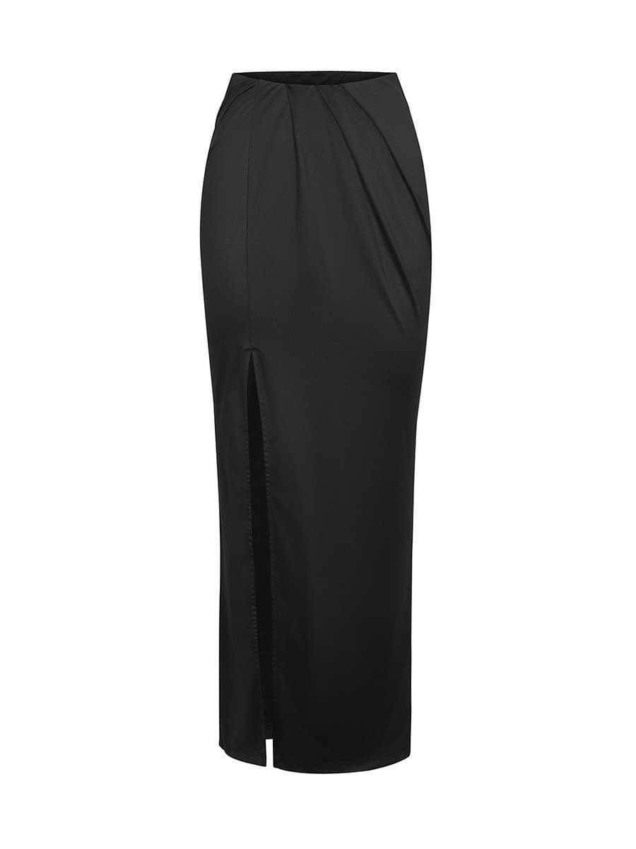 Built-in Corset Bodysuit Pleated Skirt Two-Piece Set with Removable Coasters