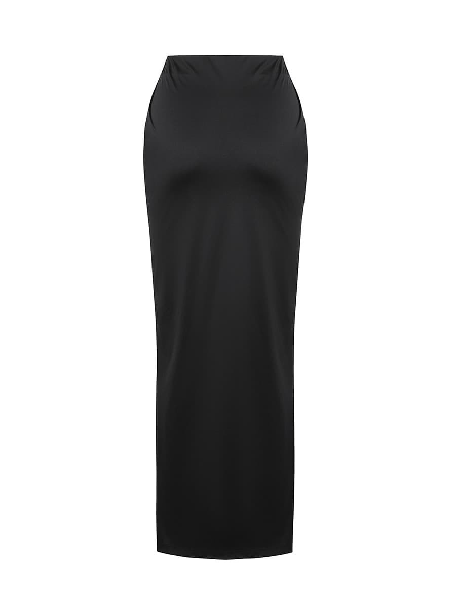 Built-in Corset Bodysuit Pleated Skirt Two-Piece Set with Removable Coasters