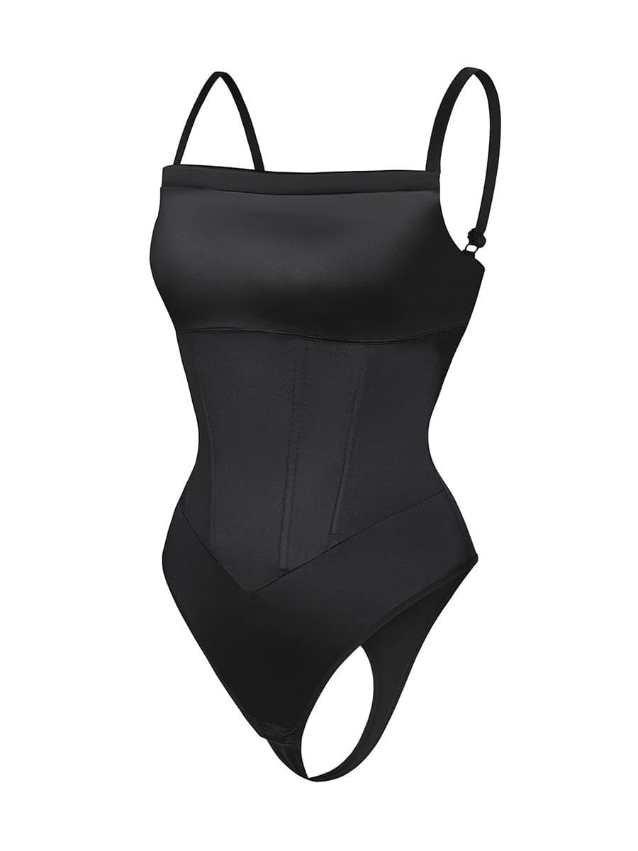 Built-in Corset Bodysuit Pleated Skirt Two-Piece Set with Removable Coasters