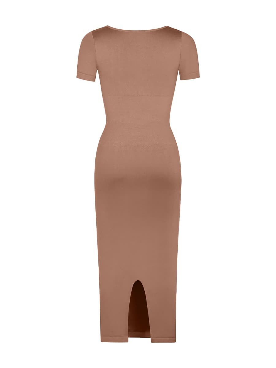 Seamless Eco-Friendly Back Slit Outer Shaping Dress With Removable Cups
