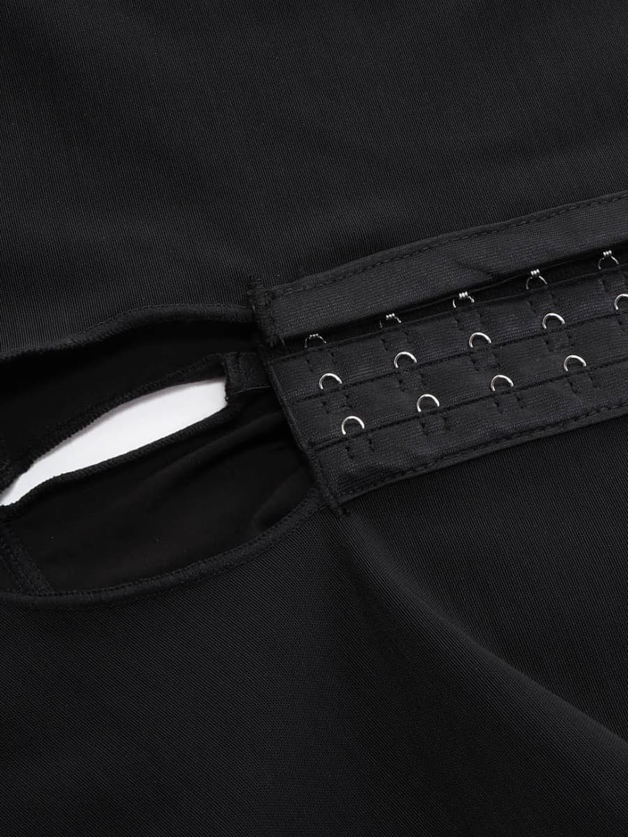 Black Hooks Eyes Body Shapewear Large Size Open Crotch Tummy Control
