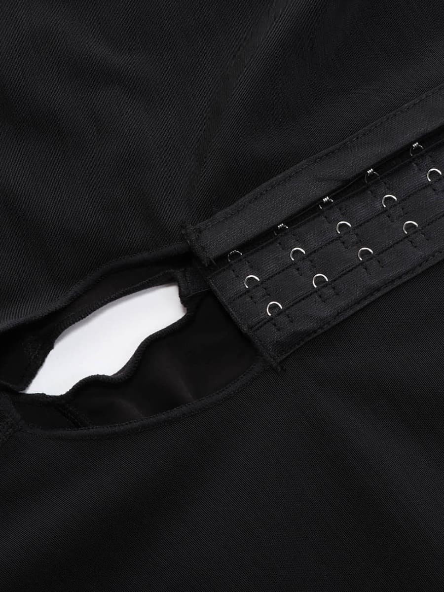 Black Hooks Eyes Body Shapewear Large Size Open Crotch Tummy Control