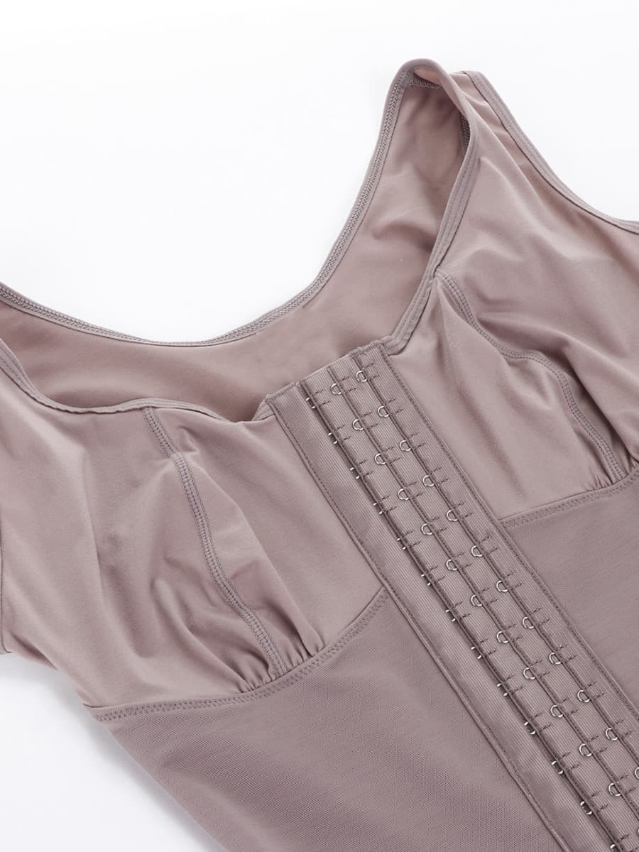 Brown Plus Size Full Body Shaper With Open Crotch Hourglass Figure