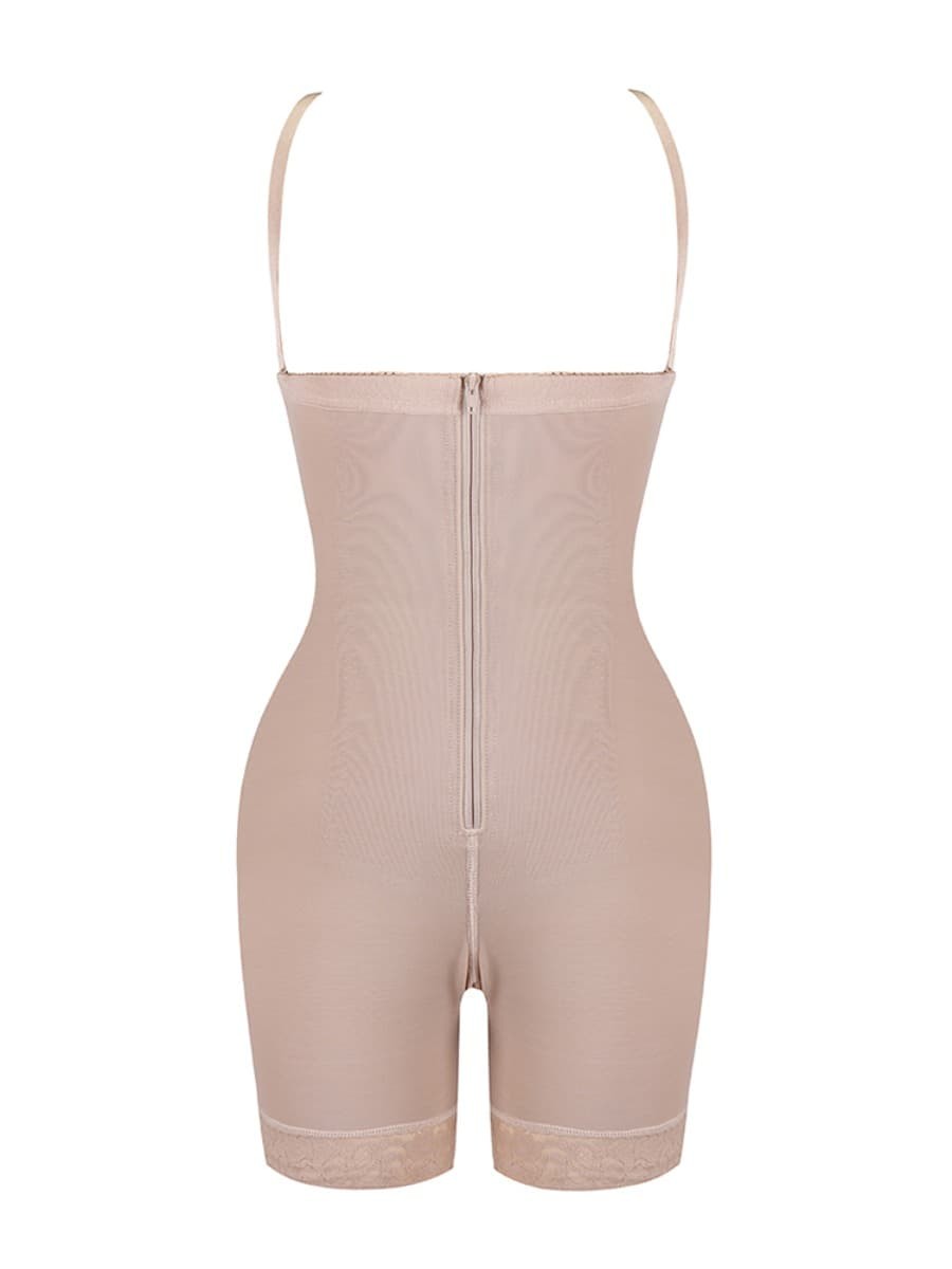 Skin Zipper Plus Size Detachable Straps Body Shapewear Flatten Tummy