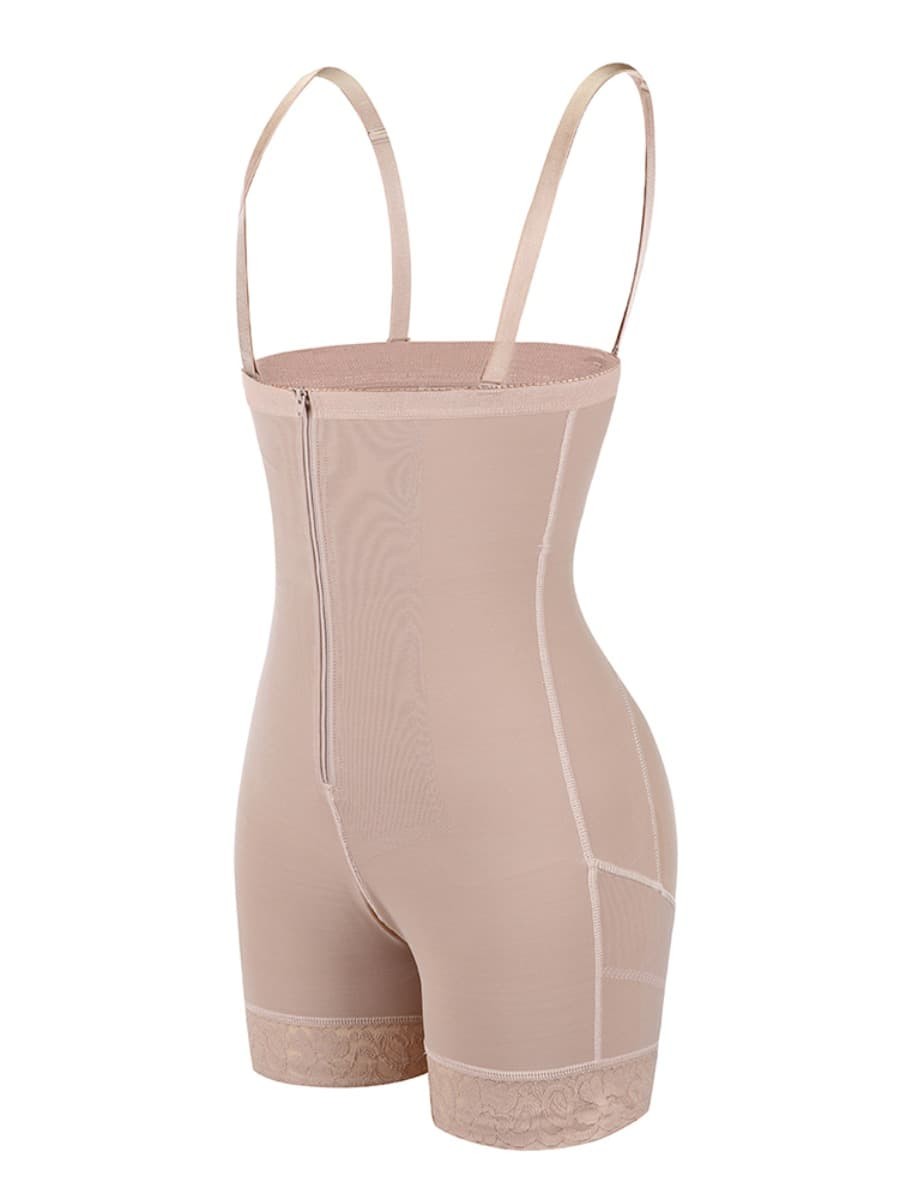 Skin Zipper Plus Size Detachable Straps Body Shapewear Flatten Tummy