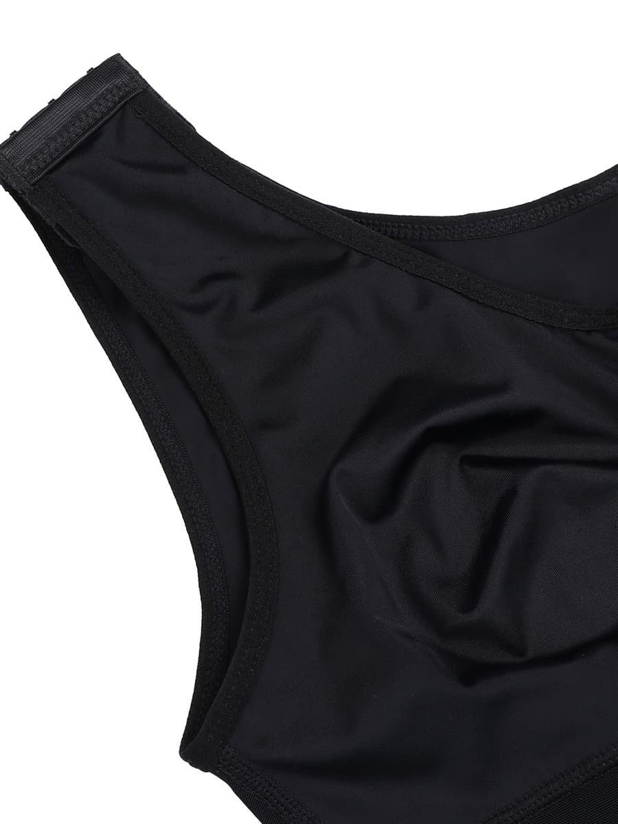 Black Full Body Shaper Lace Trim Large Size Elastic