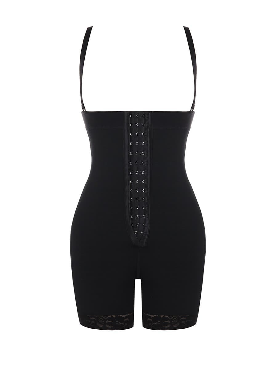 Black Full Body Shaper Big Size Lace Trim Slimming Stomach