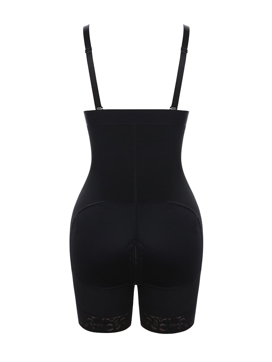 Black Full Body Shaper Big Size Lace Trim Slimming Stomach