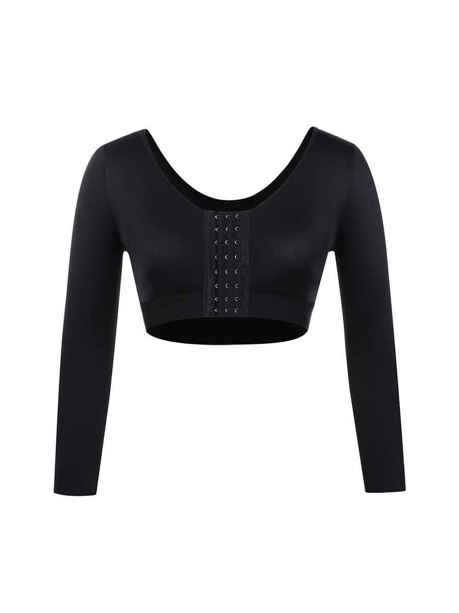 Contouring Sensation Black Crop Shapewear 3-Row Hooks Plus Size Tight Fitting