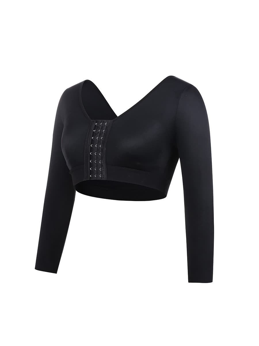 Contouring Sensation Black Crop Shapewear 3-Row Hooks Plus Size Tight Fitting