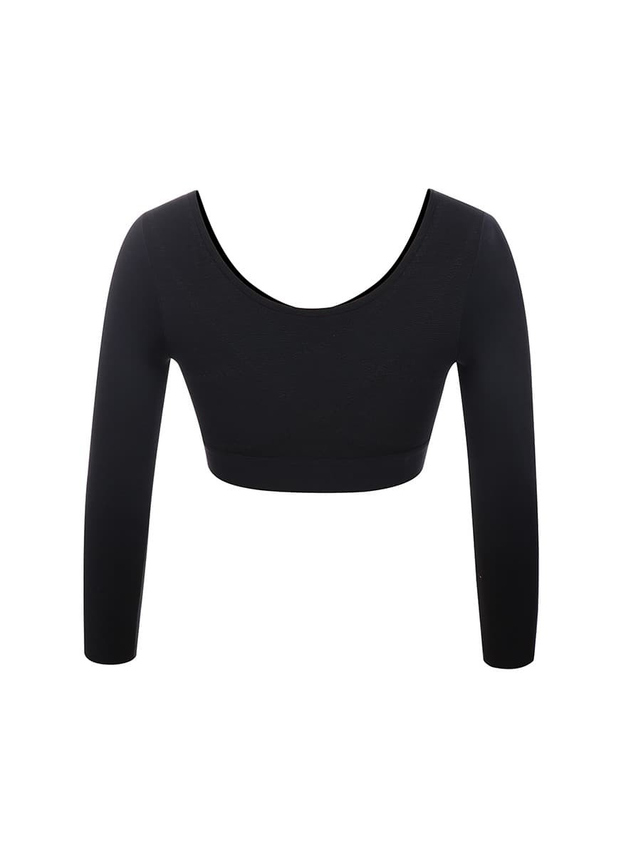 Contouring Sensation Black Crop Shapewear 3-Row Hooks Plus Size Tight Fitting